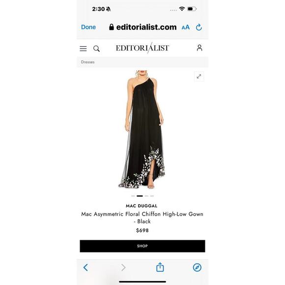 Mac Duggal Asymmetric Floral Chiffon High-Low Sleeveless Black Gown Size 10 NWT - Picture 4 of 13